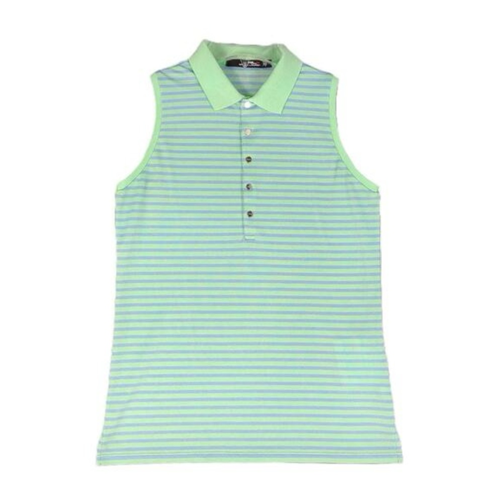 RLX Ralph Lauren Women’s Oxford Tech Sleeveless Striped Golf Polo | Size M